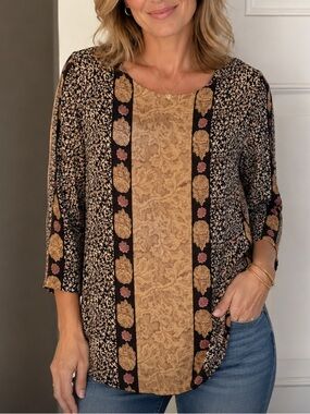 VINTAGE Nova Scotia Suttles & Seawinds boho print top